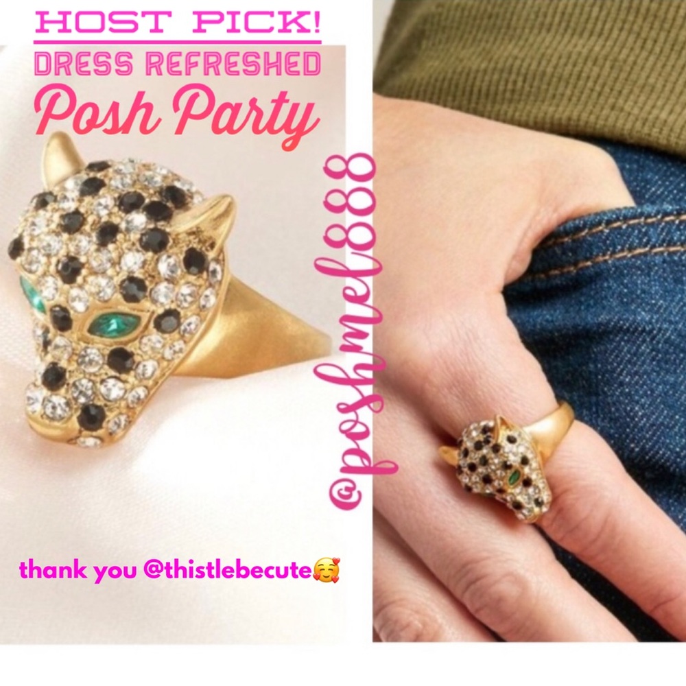 Stella & Dot | Pavé + Gold🐯Roar Cheetah Panther Cocktail Ring Retired - Picture 1 of 16